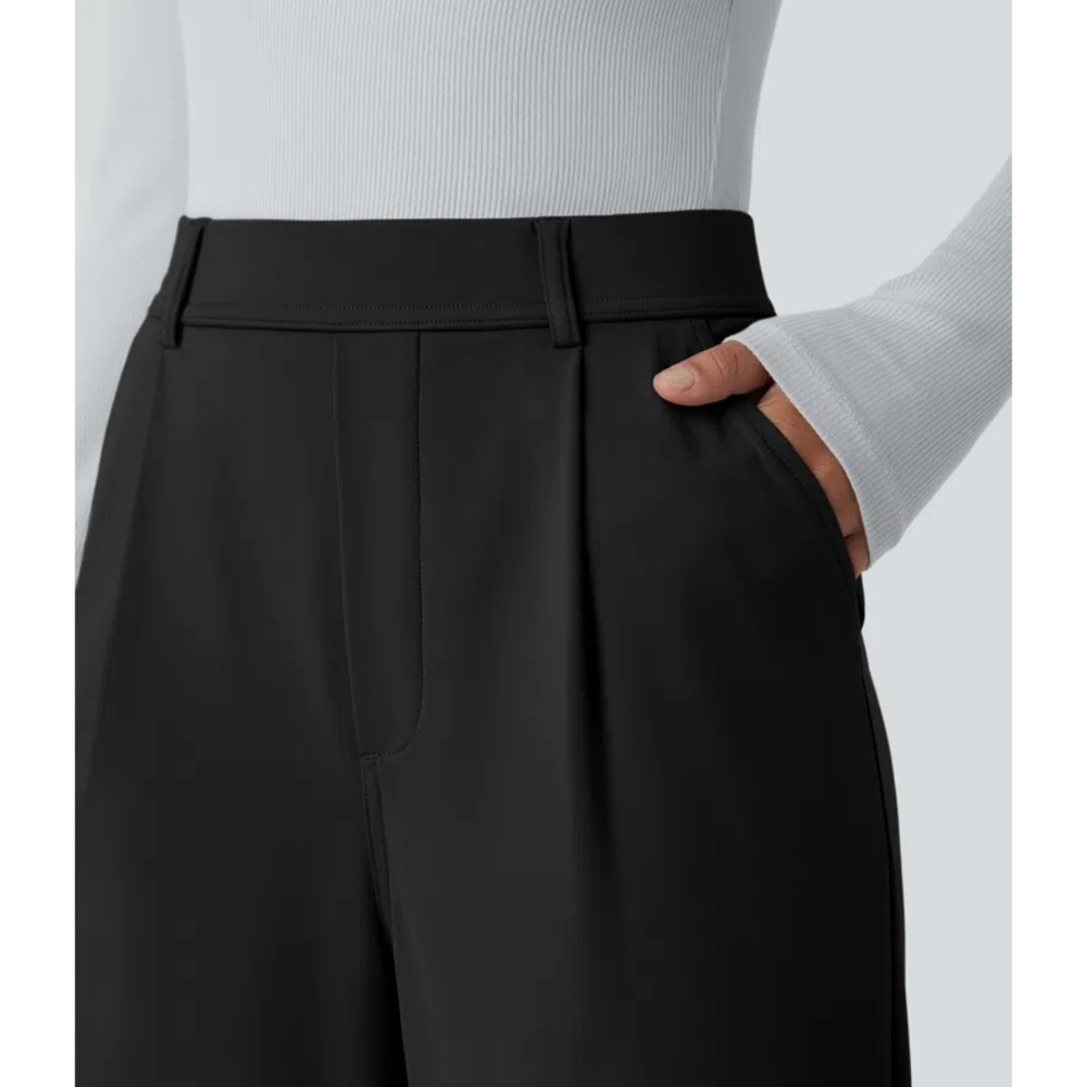 Halara Eegant Black Wide-Leg Women's Pants Tall - Picture 2 of 8